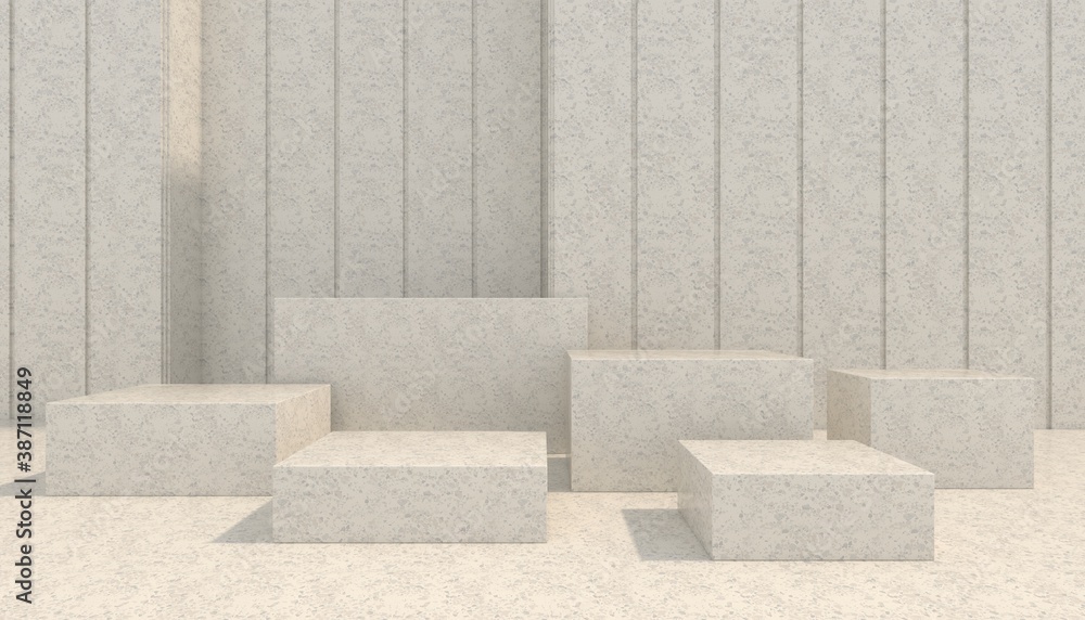 Minimal abstract stone background. Empty stone podium, pastel color, modern stage, showcase.minimalist mockup for podium display or showcase, 3d rendering. 