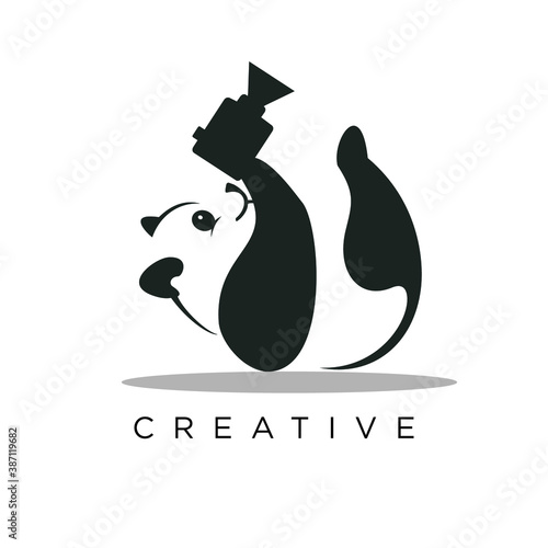 panda luxury logo design vector icon symbol circle