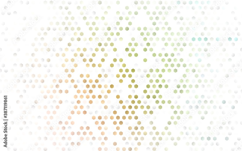 Light Green, Red vector cover with set of hexagons.