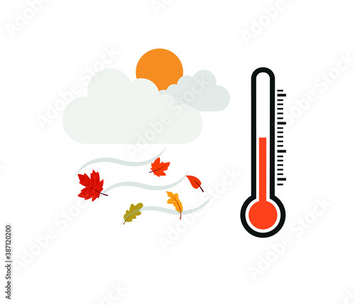 thermometer vector icon with autumn weather temperature scale