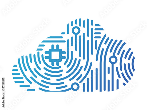 Concept Network and Cyber Security in fingerprint style, flat design vector illustration