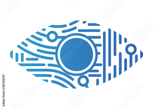 Concept Network and Cyber Security in fingerprint style, flat design vector illustration
