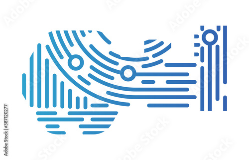 Concept Network and Cyber Security in fingerprint style, flat design vector illustration
