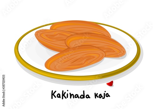 Kakinada Kaja indian Sweet Dish Food Vector photo