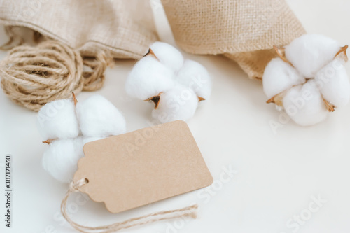 Brown cardboard label on a white background photo