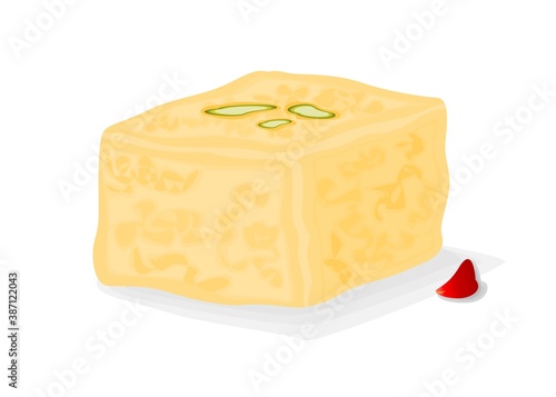 Kalakand Indian Sweets or Mithai Food Vector