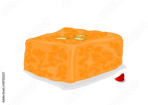 Kalakand Indian Sweets or Mithai Food Vector