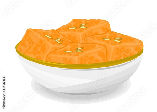 Kalakand Indian Sweets or Mithai Food Vector