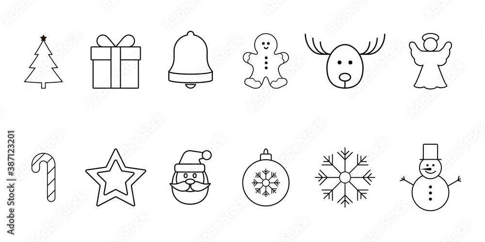 Fototapeta premium Christmas and new year icons set