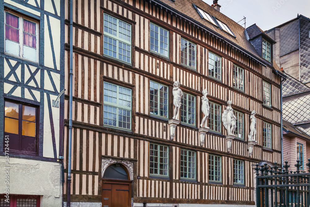 Half-timbered house in  Rouen, France