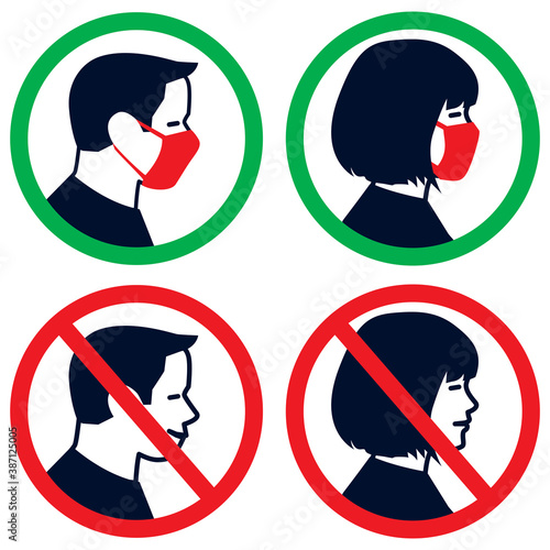 Face mask required sign. Protective measures against coronavirus disease COVID-19