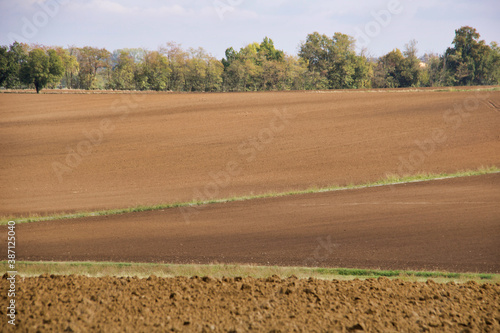 fields on the hills with plowed land
