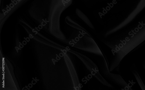 Black gray satin dark fabric texture luxurious shiny that is abstract silk cloth background with patterns soft waves blur beautiful.