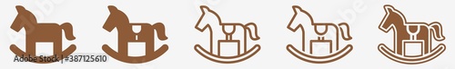 Rocking Horse Icon Set Brown | Rocking Horse Vector Illustration Set | Wooden Rocking Horse Icons Isolated Collection