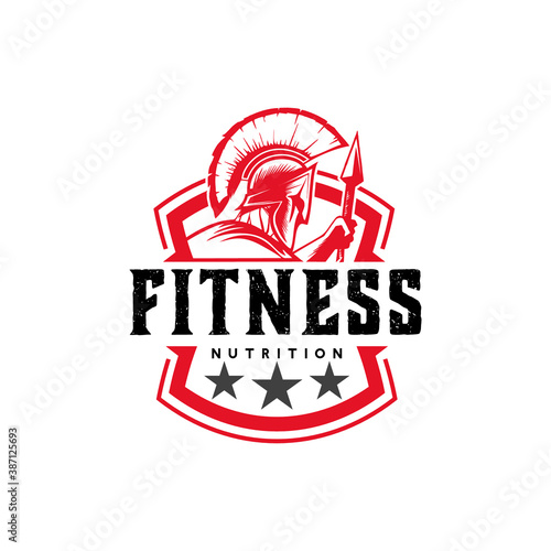 fitness spartan logo design vector icon