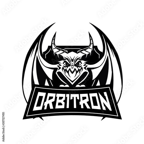Black And White Gaming Esports Logotype Design Orbitron Dragon