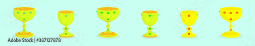 set of golden cup cartoon icon design template with various models. vector illustration isolated on blue background