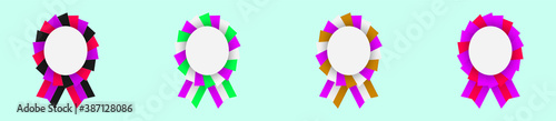 set of cockade with ribbon cartoon icon design template with various models. vector illustration isolated on blue background