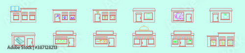 Fototapeta Naklejka Na Ścianę i Meble -  set of entrepreneur business store design template with various models. vector illustration isolated on blue background
