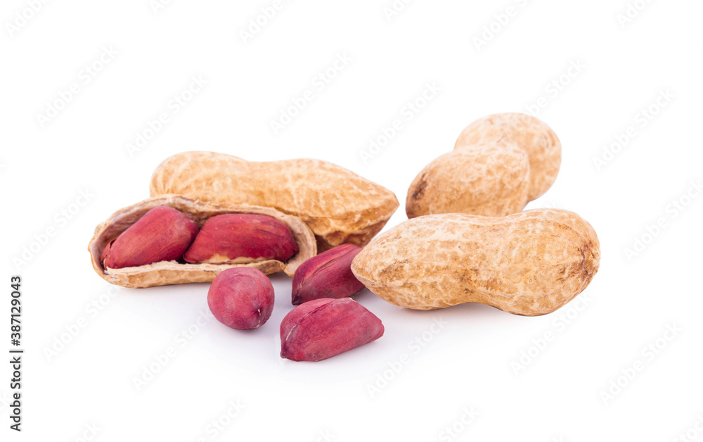 Peanuts isolated on white background Peanuts isolated on white background