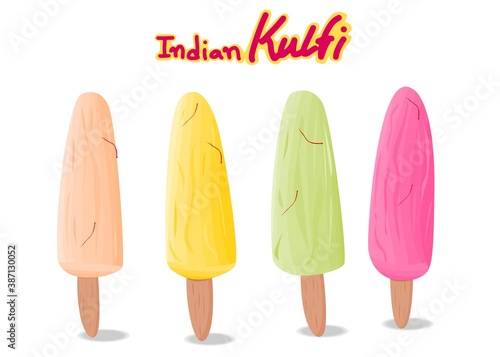 kulfi Indian Sweets or Mithai Food Vector