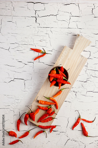 spicy pepper on chopping board