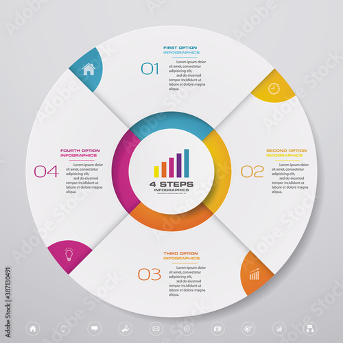 4 steps cycle chart infographics elements for data presentation. EPS 10.	