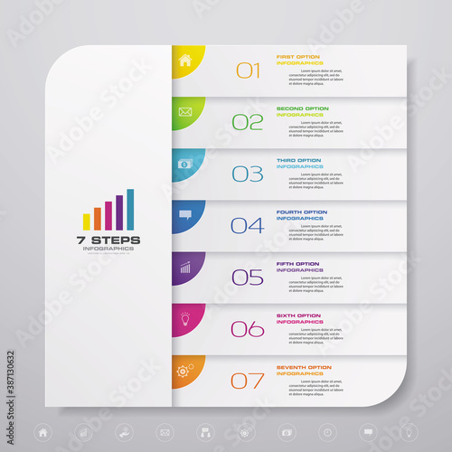 7 steps simple&editable process chart infographics element. EPS 10.