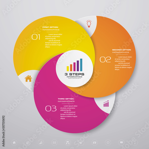3 steps simple&editable process chart infographics element. EPS 10.	