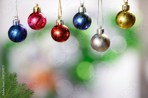 colorful decoration balls with blurred background