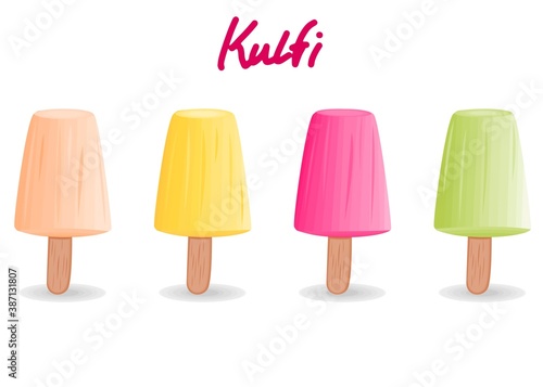 kulfi Indian Sweets or Mithai Food Vector