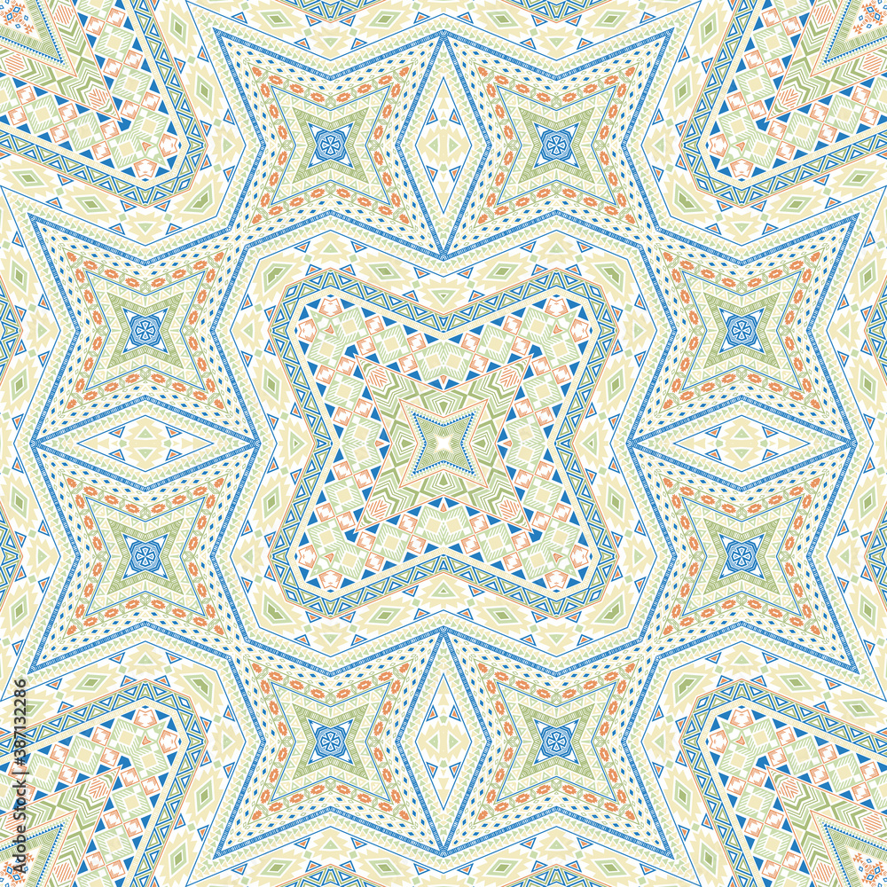Fototapeta Indian repeating pattern vector design. Oriental geometric background. Fabric print in ethnic 