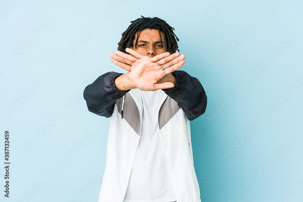 Young african american sport man doing a denial gesture Young african american sport man doing a denial gesture