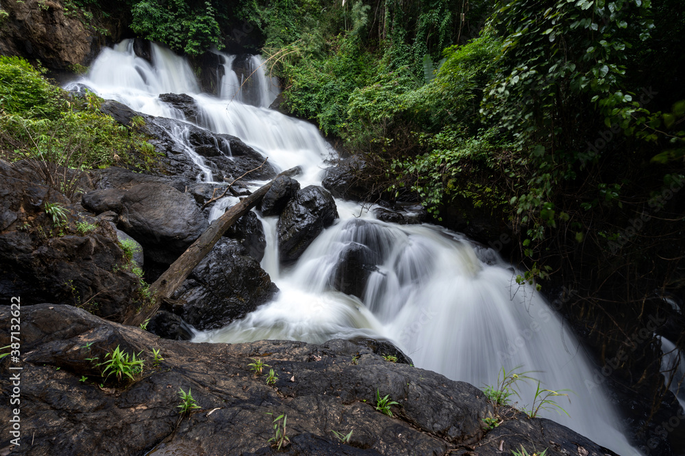 Obraz premium Pha suea Waterfall located in Tham Pla -Namtok Pha Suea National Park, Mae Hong Son Province, Thailand