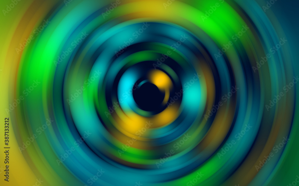 Neoned green, blue, yellow. Colorful holographic swirl, vortex prism. Speed laser motion. Pattern for background, wallpaper, advertising. Retro vaporwave style, distorted fractal fine art.