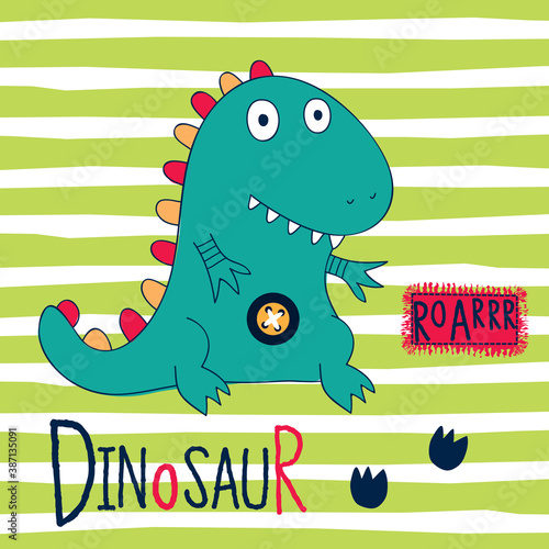 cute dinosaur cartoon vector illustration 