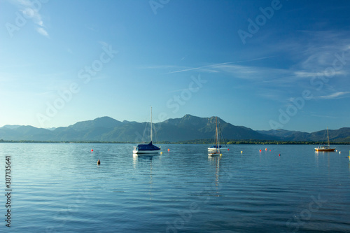 boats on the lake Chiemsee
