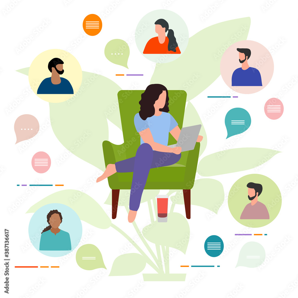 Fototapeta premium Quarantine Remote Work Video conference Meeting