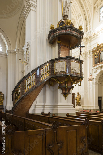 pulpit of the St. Ursus Cathedral in Old Town of Solothurn  Switzerland