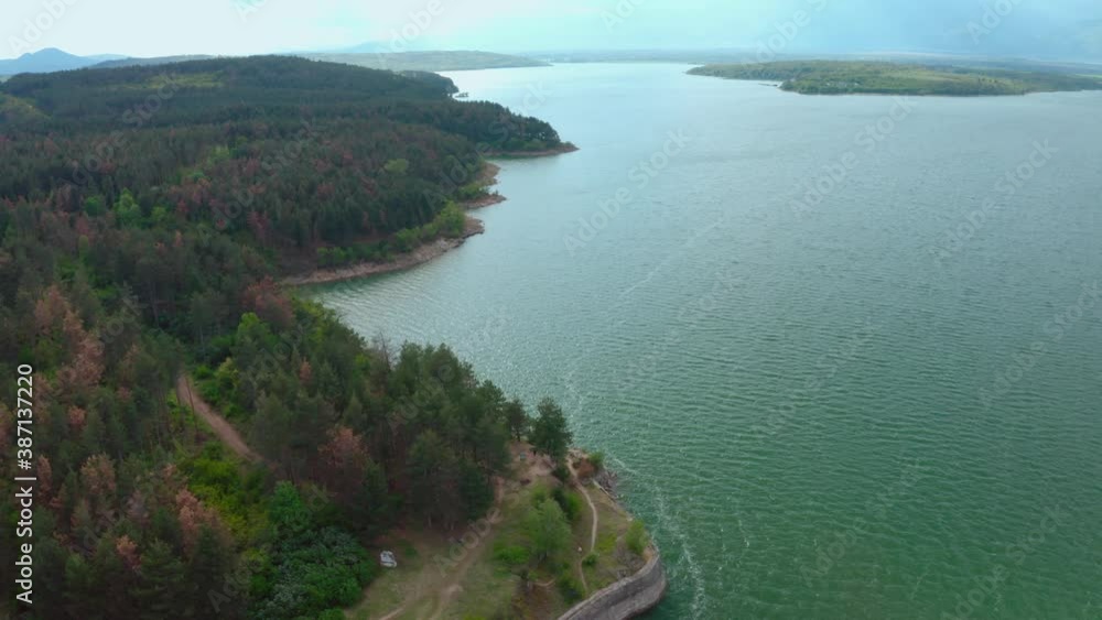 Aerial view of forest near Koprinka reservoir near Kazanlak Bulgaria Aerial view of forest near Koprinka reservoir near Kazanlak Bulgaria