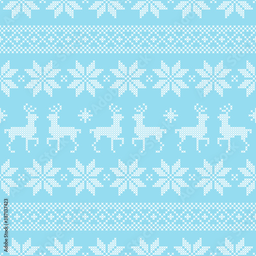 Endlosmuster Norweger Kreuzstich Blau Und Weiß