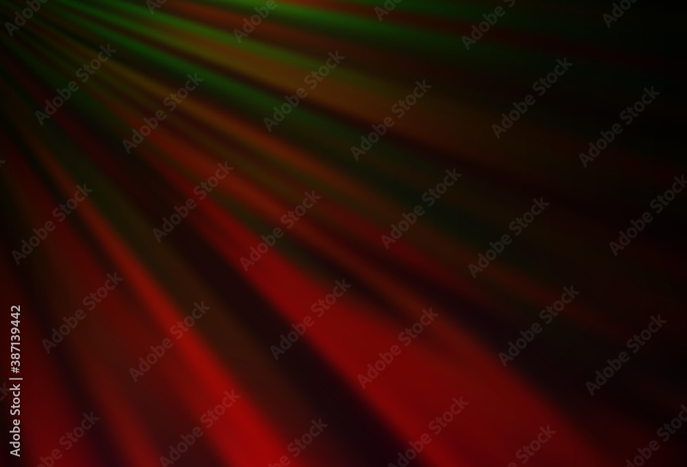 Dark Green, Red vector backdrop with long lines.