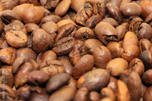 Indonesian roasted coffee beans, your source for a cup of coffee photo