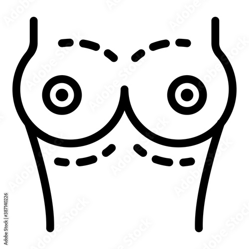 New breast plastic surgery icon. Outline new breast plastic surgery vector icon for web design isolated on white background