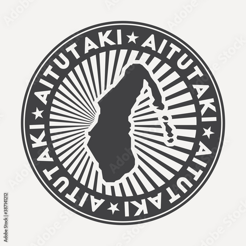 Aitutaki round logo. Vintage travel badge with the circular name and map of the island, vector illustration. Can be used as insignia, logotype, label, sticker or badge of Aitutaki.