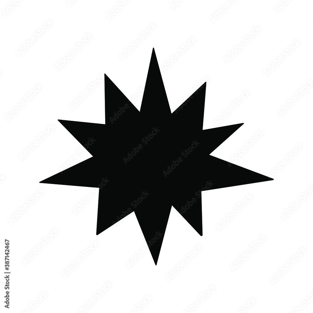 Single design element - star. Flat black illustration for card, poster, sticker, icon, web design, logo. Scandinavian element for nursery art. Kid illustration. Single design element - star. Flat black illustration for card, poster, sticker, icon, web design, logo. Scandinavian element for nursery art. Kid illustration.