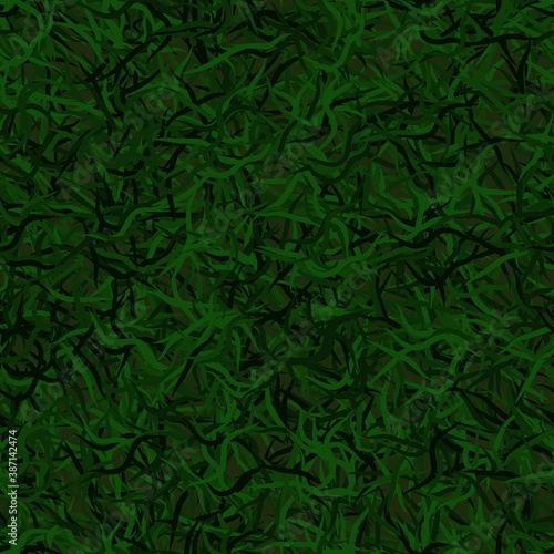 Green abstract grass seamless background of randomly bands and wavy lines