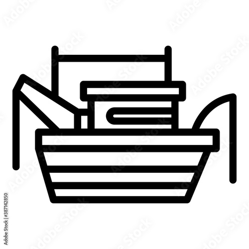 Marine fishing boat icon. Outline marine fishing boat vector icon for web design isolated on white background