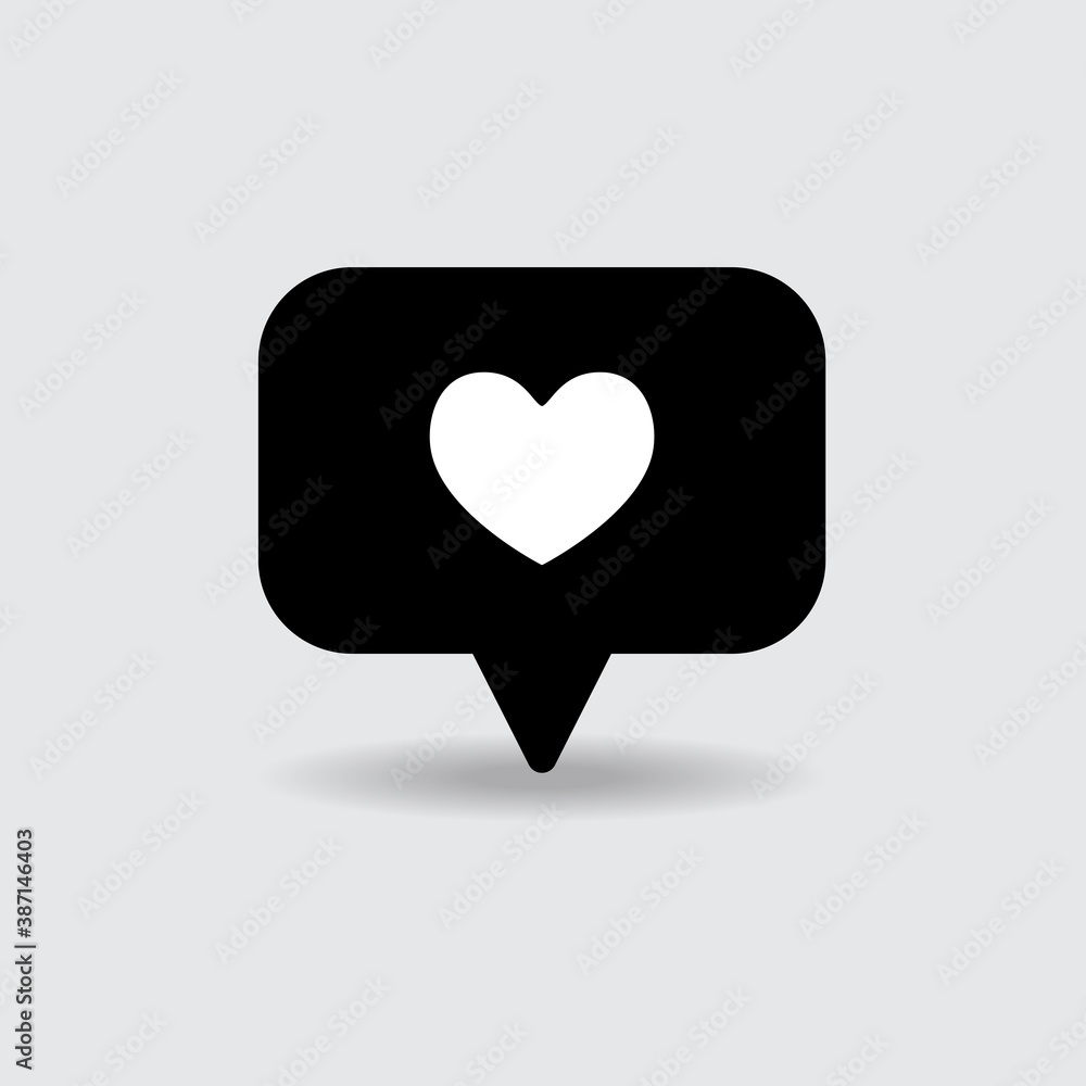 Like notification icon isolated on gray background. Modern flat icon for web site, app, ui, label and logo template. Creative art concept, vector illustration Like notification icon isolated on gray background. Modern flat icon for web site, app, ui, label and logo template. Creative art concept, vector illustration