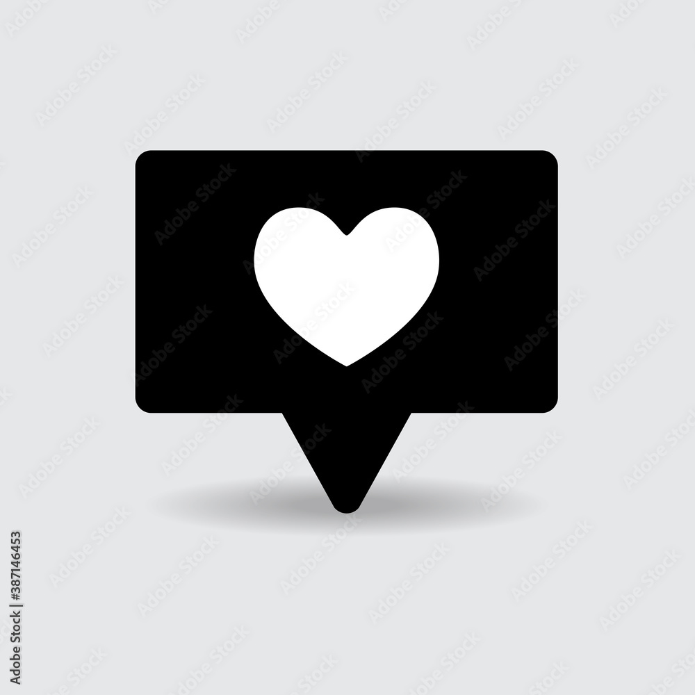 Like notification icon isolated on gray background. Modern flat icon for web site, app, ui, label and logo template. Creative art concept, vector illustration Like notification icon isolated on gray background. Modern flat icon for web site, app, ui, label and logo template. Creative art concept, vector illustration